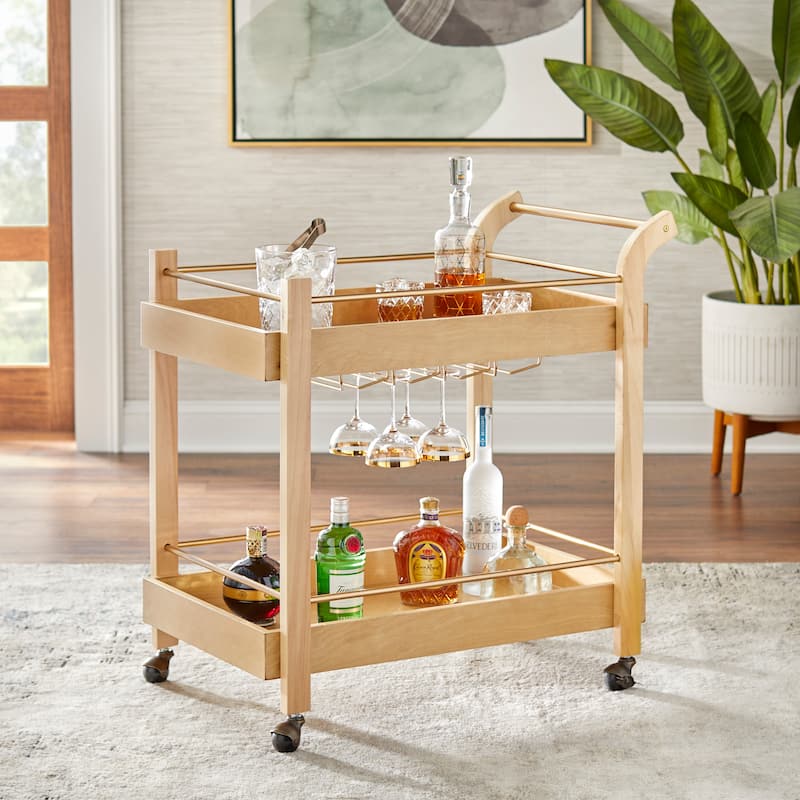 Simple Living Butler Rolling Bar Cart - Natural