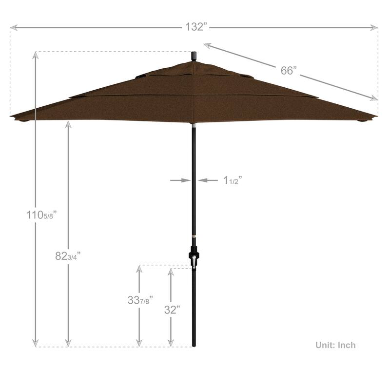 California Umbrella 11-Foot Round Aluminum, Crank Open Collar Tilt Patio Umbrella, Sunbrella Fabric