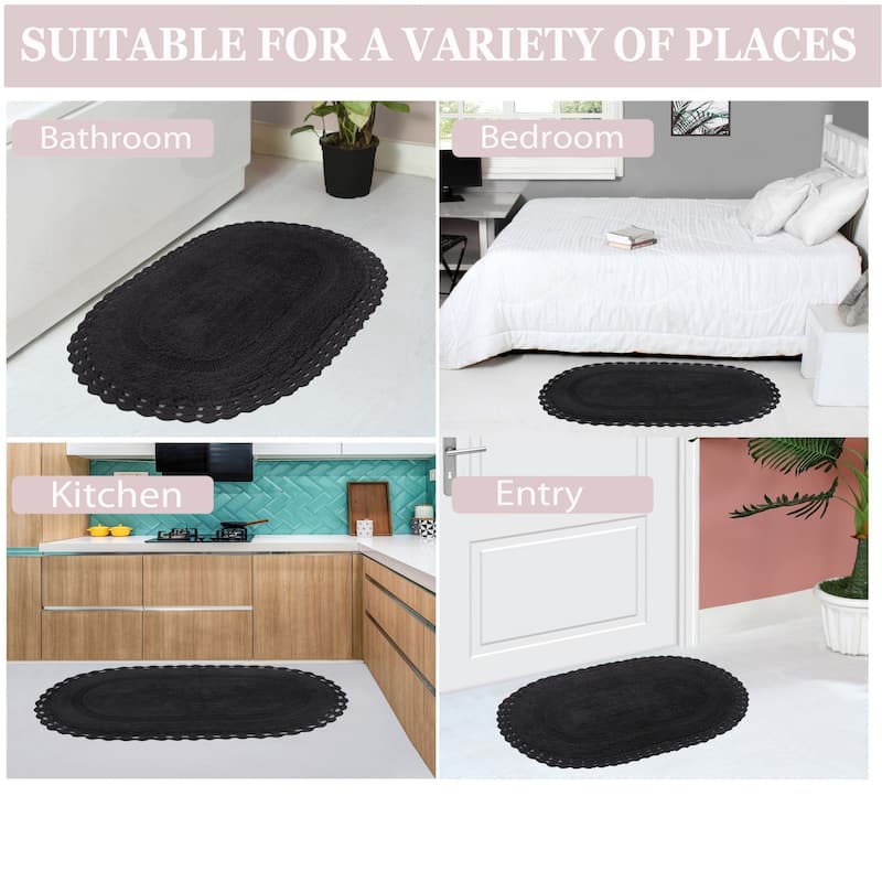 Hampton Contour Rug, Cotton Soft, Water Absorbent, Non Slip U Shape Contour Rug Machine Washable 20"x20" Contour