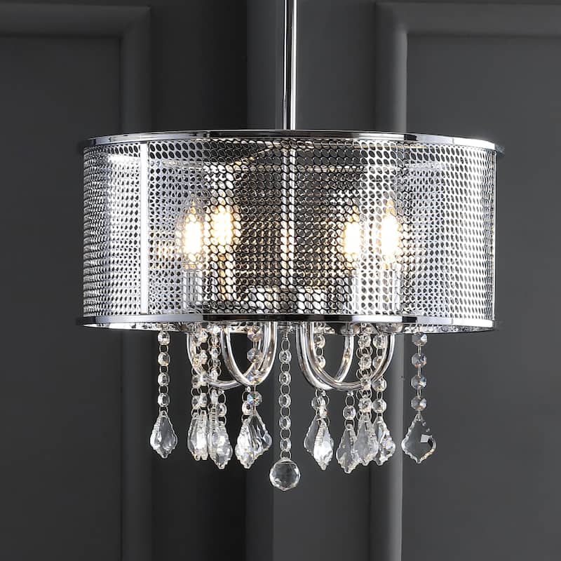 Reese Metal/Crystal Adjustable LED Drop Chandelier, Chrome by JONATHAN Y