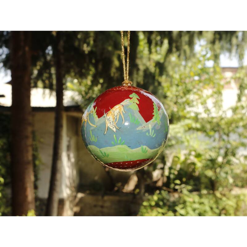 Handmade Christmas Ornaments Hand Painted by Artisan on Recycled Paper - Mir 10 - One Size