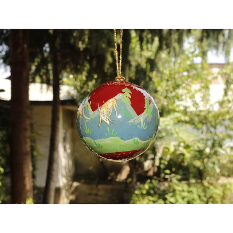 Handmade Christmas Ornaments Hand Painted by Artisan on Recycled Paper - Mir 6 - One Size