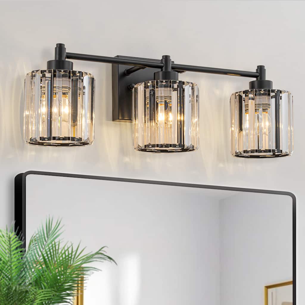 Starsky 3-Light Modern Dimmable Glass Crystal Vanity Light for Bathroom