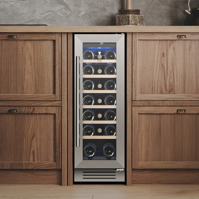 Yeego 11.6" Slim Built-In Wine Cooler Refrigerator, 23 Bottle Single Zone Compressor Wine Fridge with Front Vent