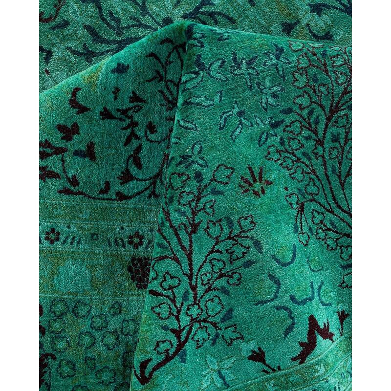 Fine Vibrance, One-of-a-Kind Hand-Knotted Area Rug - Green, 9' 2" x 12' 1" - 9' 2" x 12' 1"