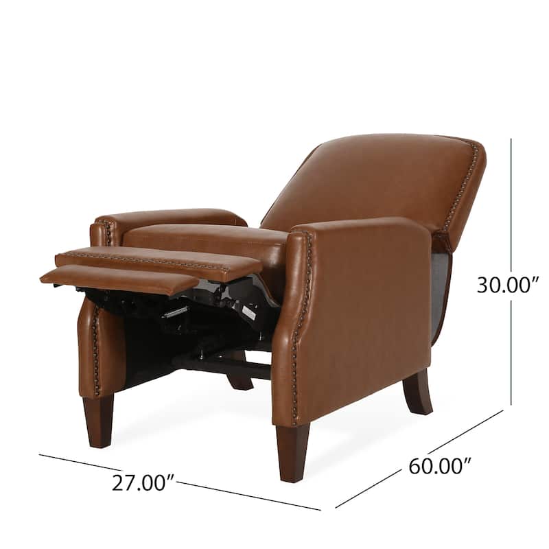 Adjustable Recliner Chair Faux Leather Armchair, Upholstered Recliner with Rivet Trim Single Sofa Accent Chair for Living Room