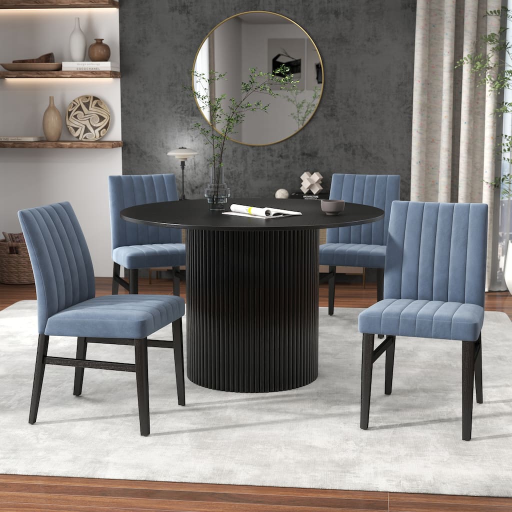 Roundhill Furniture Henriet 5-Piece Round Pedestal Dining Set