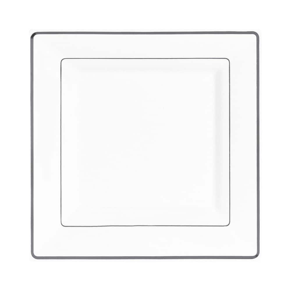 Square Shiny Edge Rim Disposable Plastic Plate Packs - Party Supplies