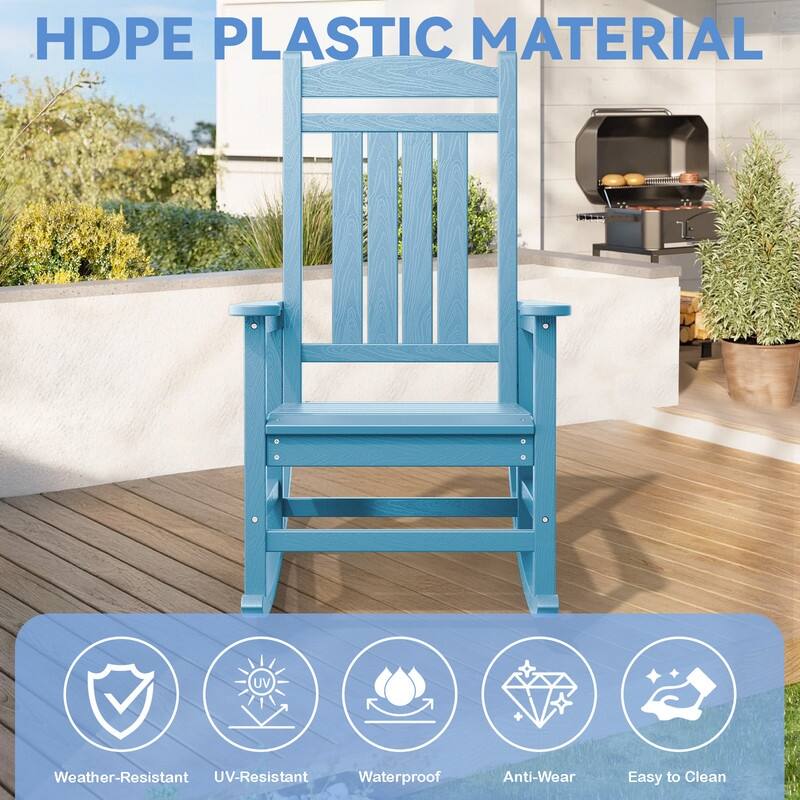 High-Back Oversized Plastic Rocking Chair –Stable & Smooth Glide