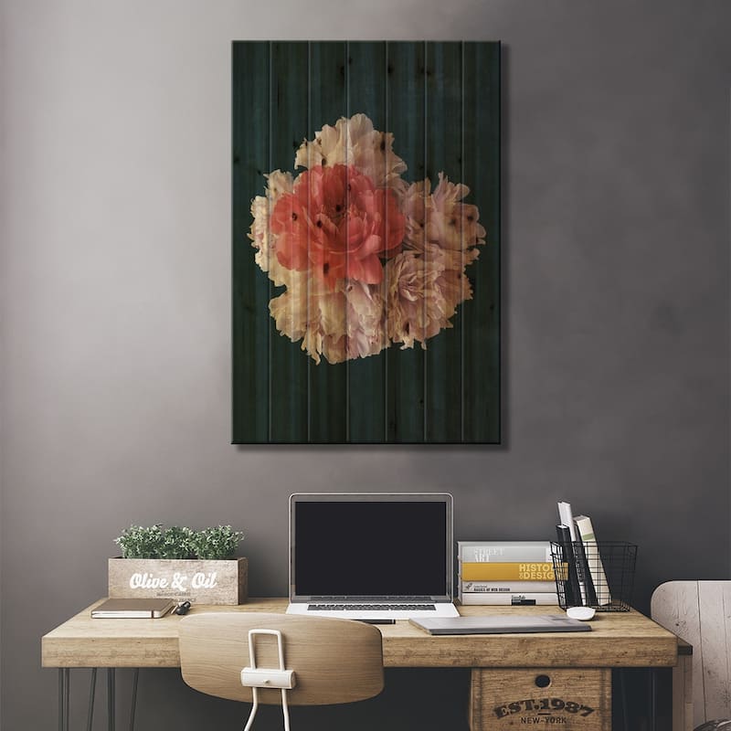 Floral - Decorative Blossoms In A Bouquet Of Flowers Print On Wood by Sebastian Hilgetag - Multi-Color