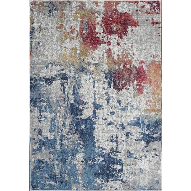 Jadej Power Loomed Distressed Abstract Modern Non Skid Area Rug By HomeRoots - 90' X '63' X '0.5