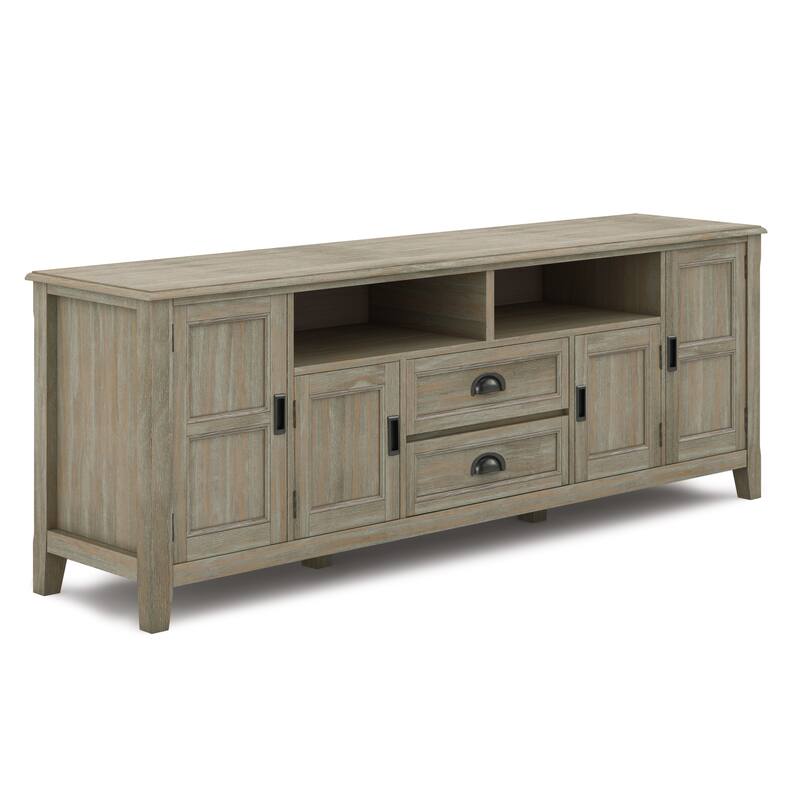 WYNDENHALL Portland SOLID WOOD 72 inch Wide Transitional TV Media Stand For TVs up to 80 inches - 72 inch Wide