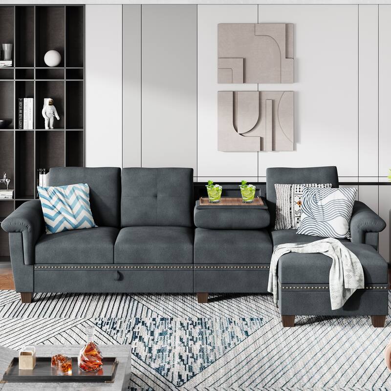 Futzca 108'' Convertible Sectional Sofa with Seat Storage