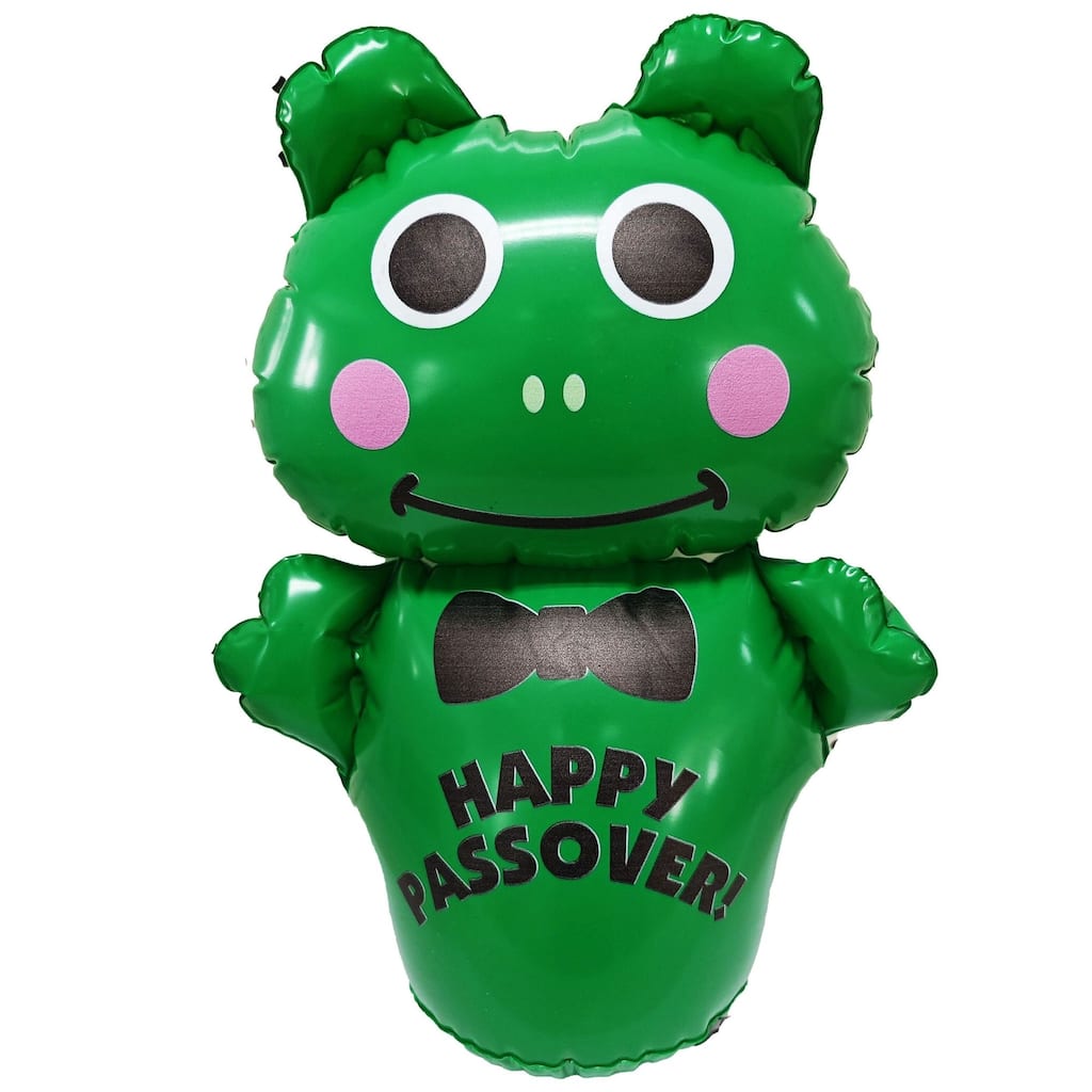 20.75" Green and Black Unique Inflatable Hoppy Passover Frog