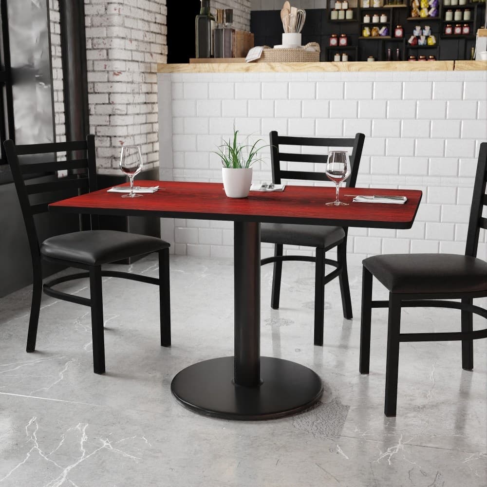 30'' x 48'' Rectangular Laminate Table Top with 24'' Round Table Height Base - 30"W x 48"D x 31.125"H - 30"W x 48"D x 31.125"H