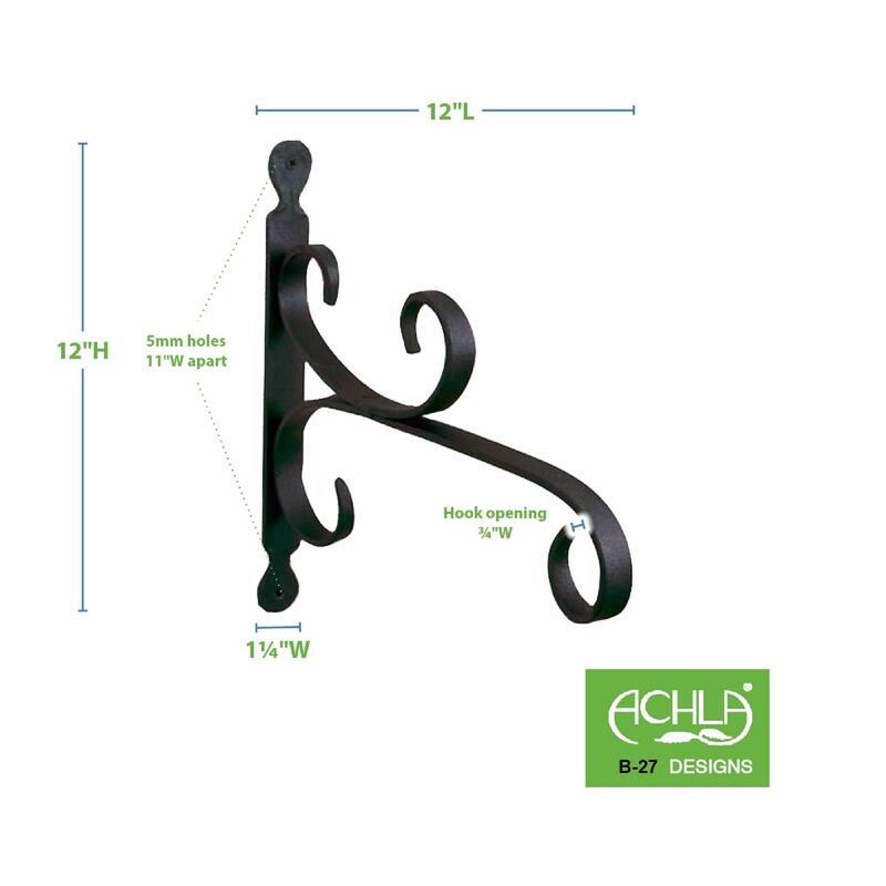 Achla Designs All Purpose Traditional Style Bracket, Small, 12 Inch Wide, Black Powder Coat Finish