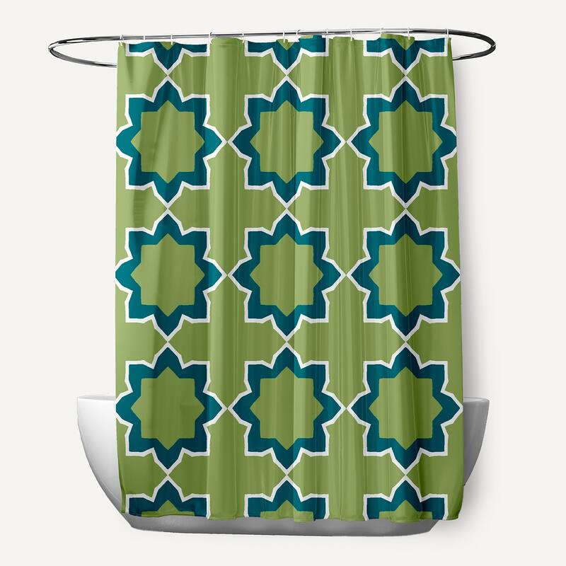 71 x 74-inch Bohemian 2 Geometric Print Shower Curtain - Green