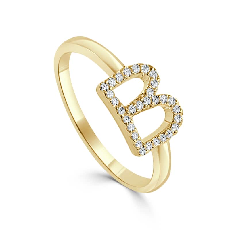 Joelle Collection Diamond Initial Ring for Her 14k Yellow Gold 1/10 ct TDW Women's Ring