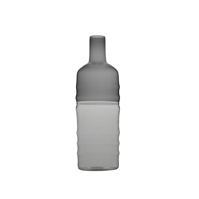 Ribbed Base Glass Bottle Vase - 15" - Clear and Gray