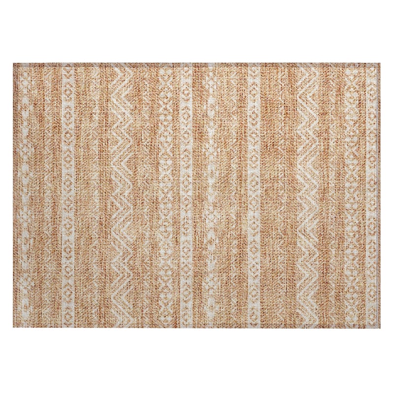 Machine Washable Indoor/ Outdoor Chantille Stripes Boho Rug