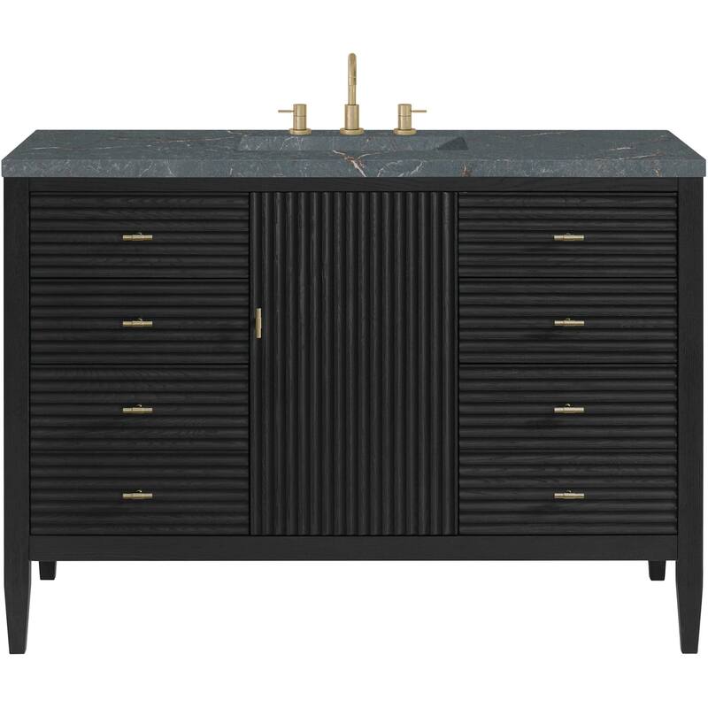 James Martin Vanities 485-V48-FPBL Myrrin 48" Free Standing Single - Carbon Oak - Oak Finish