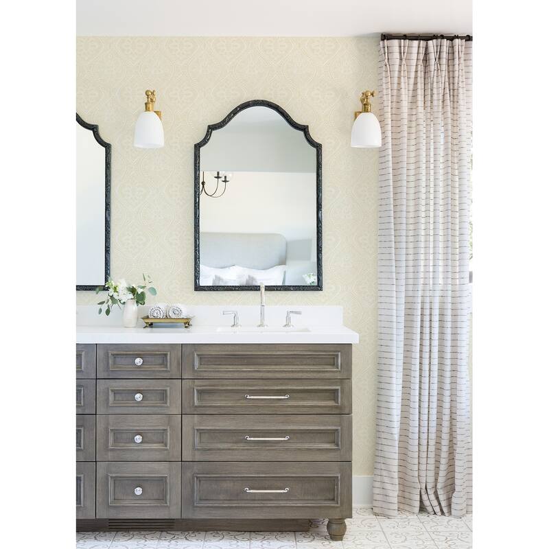 A-Street Prints Scout Light Yellow Floral Ogee Wallpaper