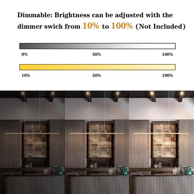 Minimalist Modern Linear Pendant Light Dimmable Integrated LED Chandelier Kitchen Island