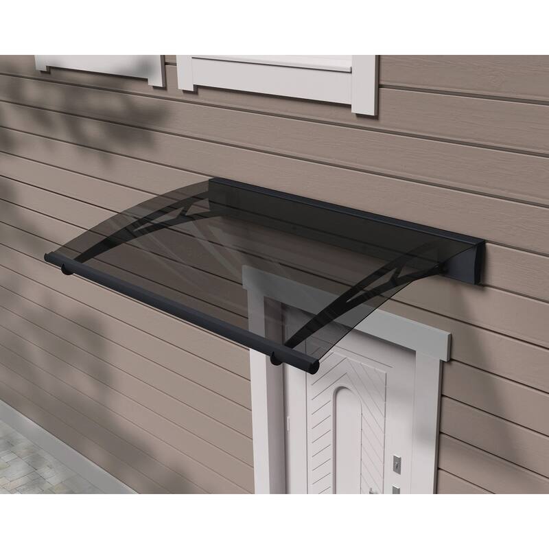 Aquila 3 ft. Gray/Clear Door and Gray/Solar Window Fixed Awning with Siding Connector Kit