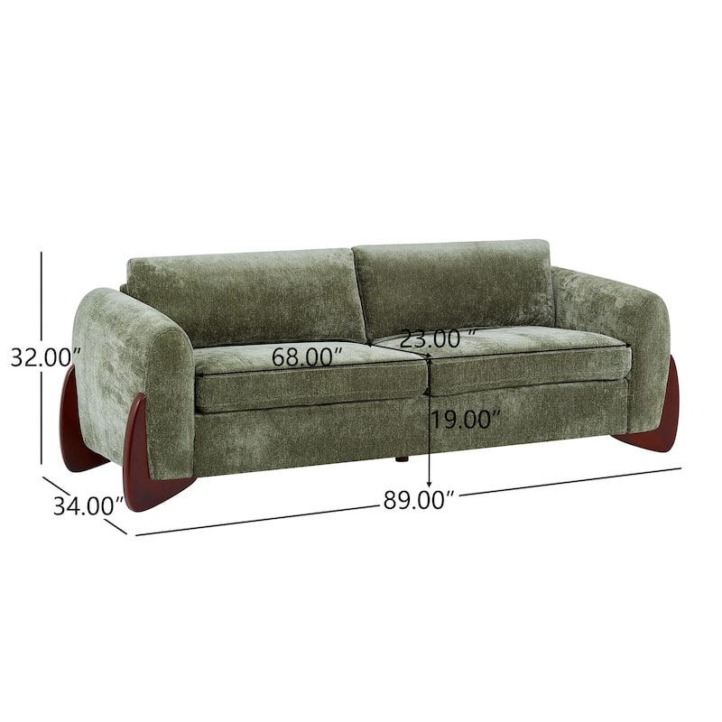 Christopher Knight Home - Hartly Modern Chenille Upholstered 3-Seater Sofa with Solid Wood Legs