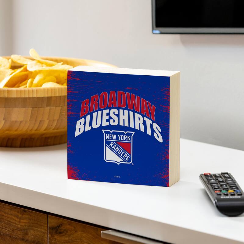 New York Rangers Wooden Tabletop Mantel Shelf Sign - 6" x 6"