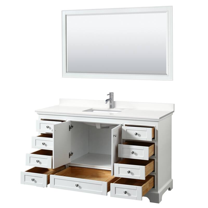 Deborah 60-inch Single Vanity, Quartz Top, 58-inch Mirror