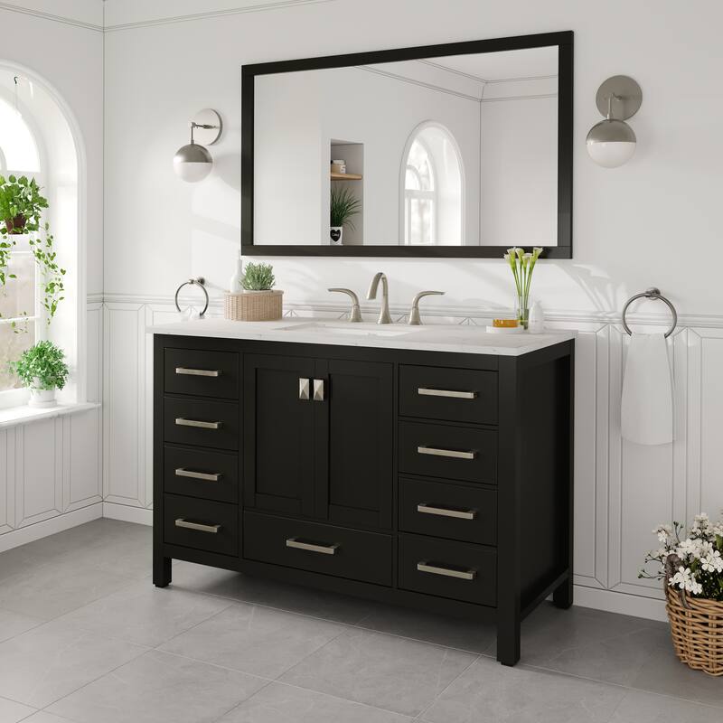 Eviva Aberdeen 42"W x 22"D Bath Vanity with Carrara Quartz Top