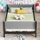 preview thumbnail 2 of 16, Twin Size Kids Bed with Built-in Bed-end Book Storage Rack, Grey
