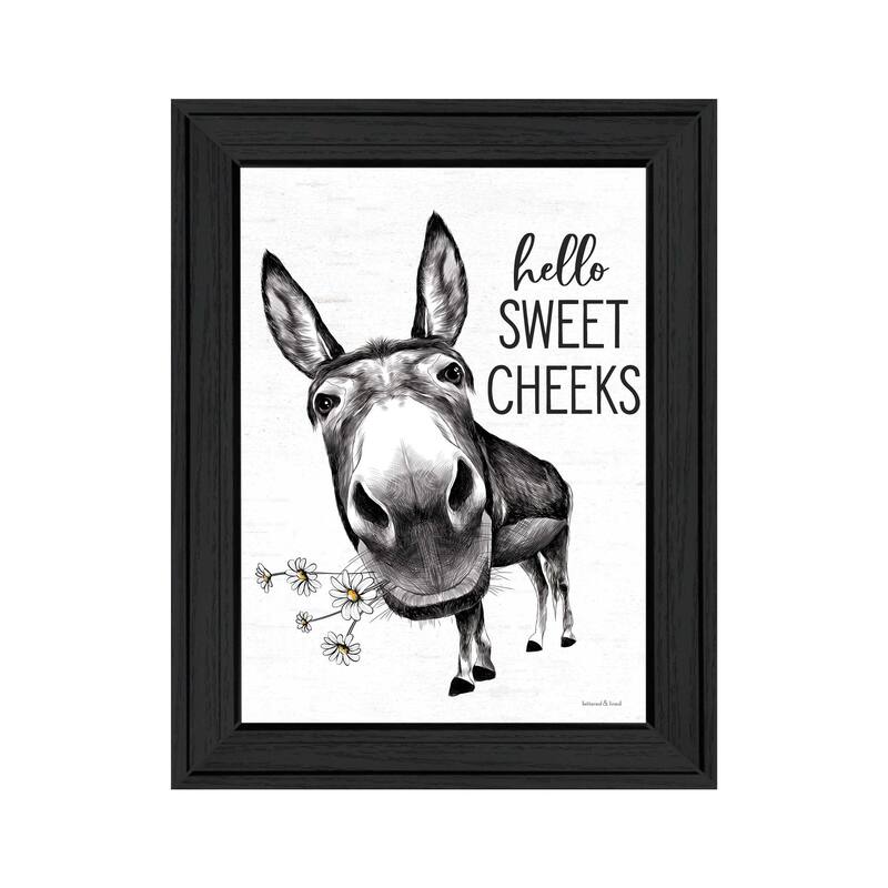 TrendyDecor4U Contemporary "Hello Sweet Cheeks Donkey" Framed Print Wall Art