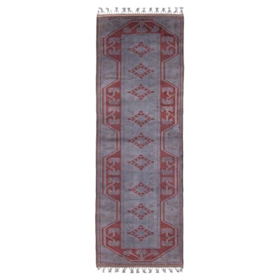 ECARPETGALLERY Hand-knotted Color Transition Charcoal Wool Rug - 2'9 x 7'10