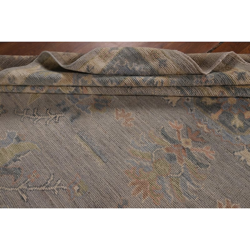 Oushak Turkish Area Rug Handmade Vegetable Dye Grey Wool Carpet - 8'0"x 10'1"