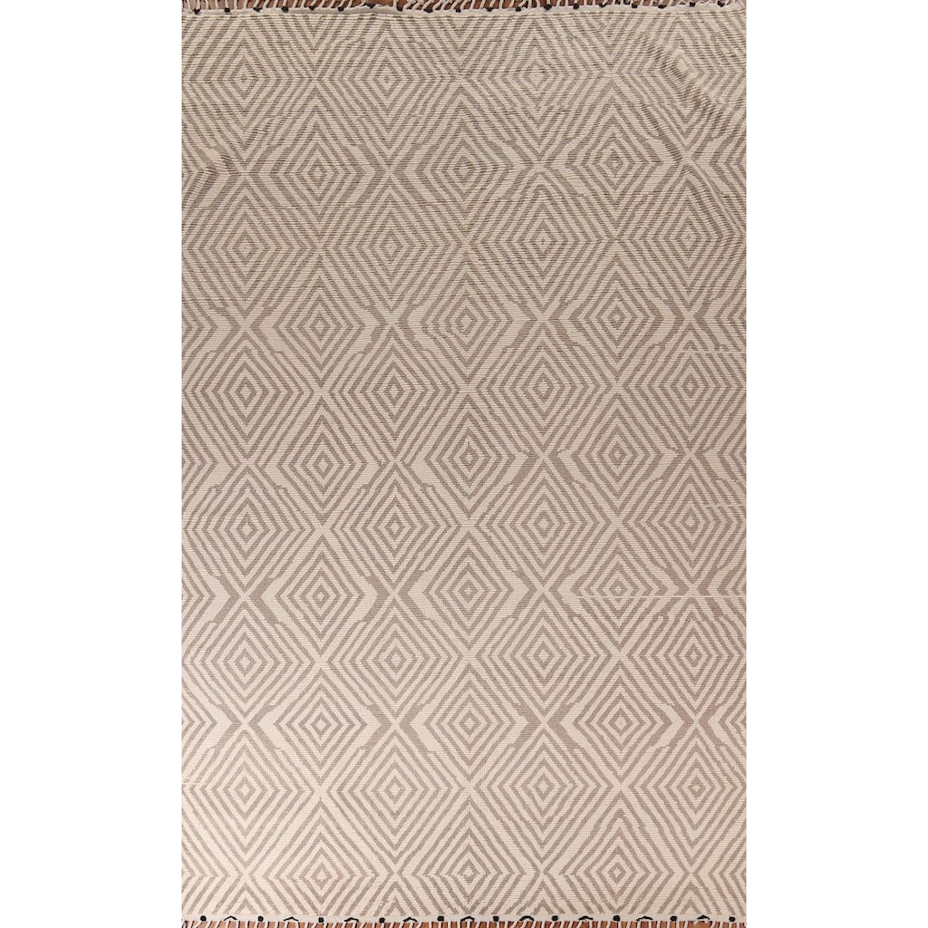 All-Over Geometric Moroccan Large Area Rug Handmade Wool Carpet - 9'10"x 14'9"