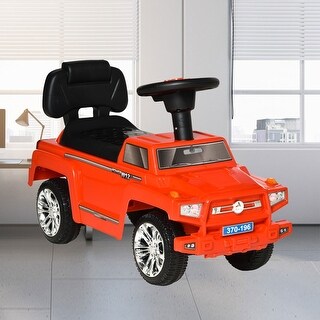 Kids Ride On Push Car, SUV Style Toddler Sliding Car with Music, Horn, Working Lights, Hidden Storage for 18-36 Months - Red