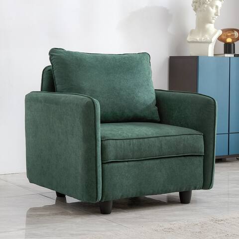 Free Combination Module Sofa Single Seat with Storage in Emerald Linen for Living Room