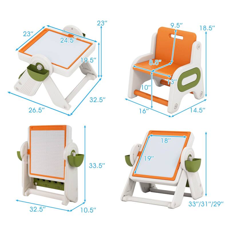 Costway 6-in-1 Multi-activity Children Table & Chair Set with Pen - See Details