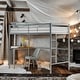 preview thumbnail 35 of 46, Twin Metal Bunk Bed with Desk, Ladder and Guardrails Silver