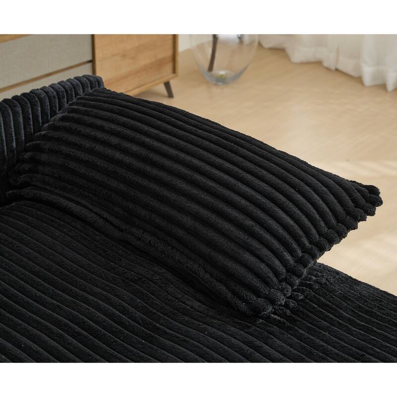 Oversized Corduroy Chaise Lounge Chair, Adjustable 4-Gear Reclining Sleeper Sofa Bed, Living Room Deep Seat Leisure Sofa Chair