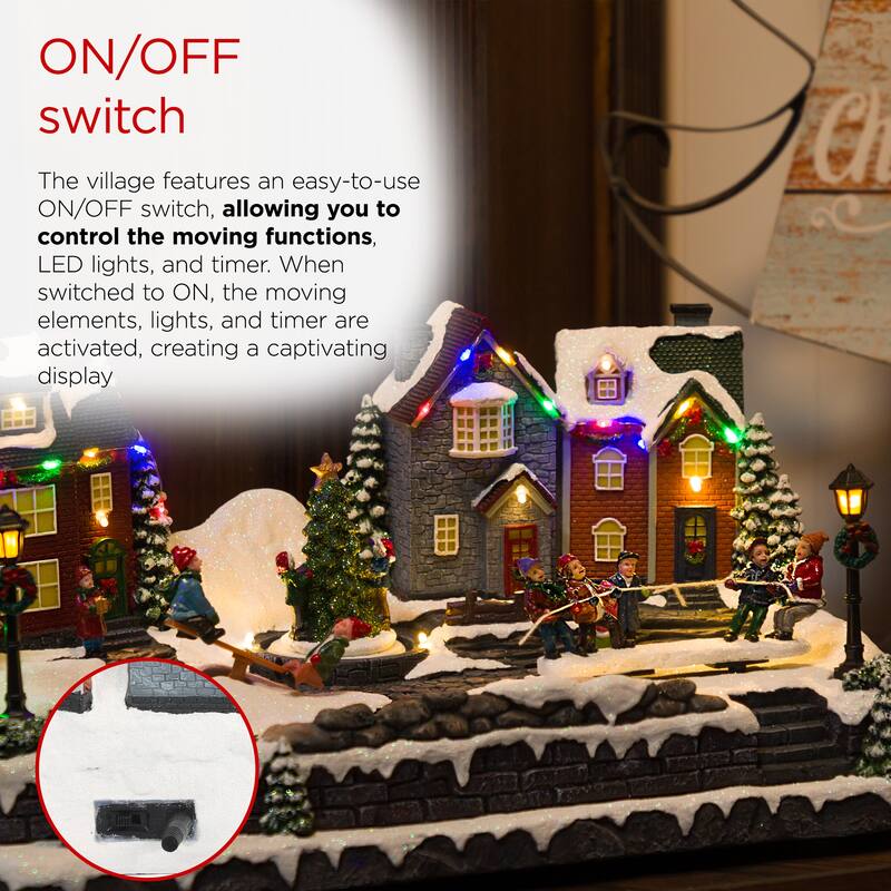 Alpine Corporation Christmas Winter Wonderland Set with LED Lights and Music