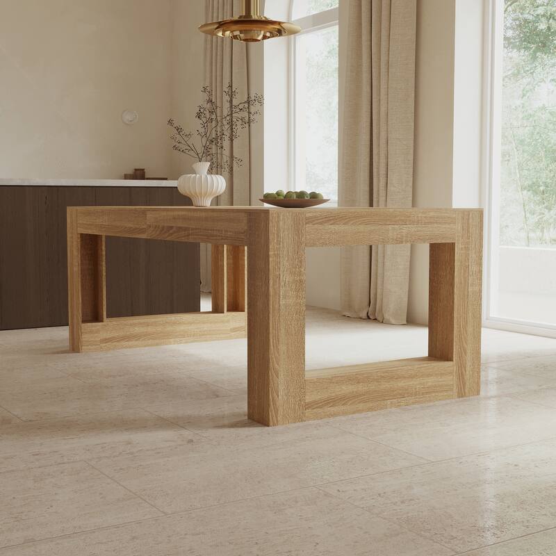 Rectangular Coffee Table Wooden Dining Table with Bottom Storage