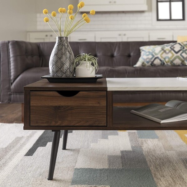 Walker Edison Montclair Mid Century Modern Faux Marble Top 1