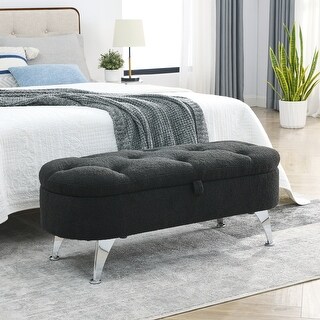45.5 inches Storage Ottoman Bench Upholstered Fabric Storage Bench End ...