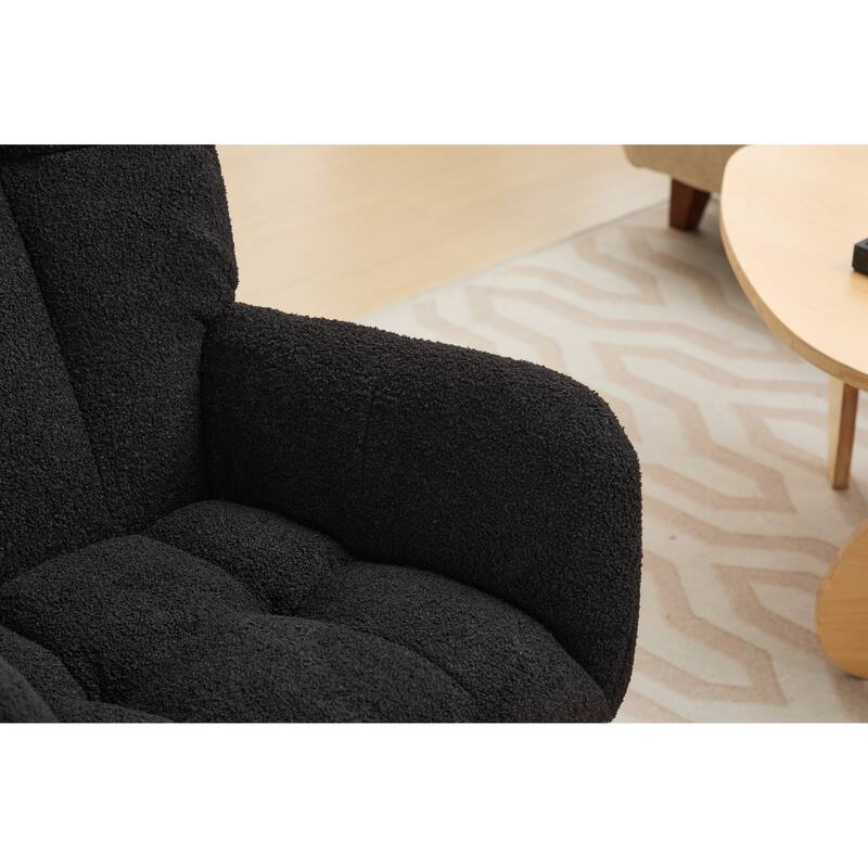 Modern Upholstered Glider Rocking Chair with Solid Wood Legs