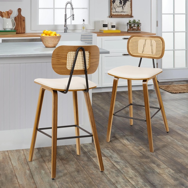 26 Wood Upholstered Counter Height Bar Stools Set of 2 17.7 W x 19.5 D x 35.1 H On Sale Bed Bath Beyond 39897855