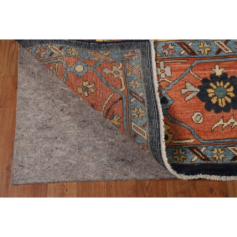 Vegetable Dye Geometric Heriz Oriental Area Rug Handmade Wool Carpet - 9'0" x 11'11"
