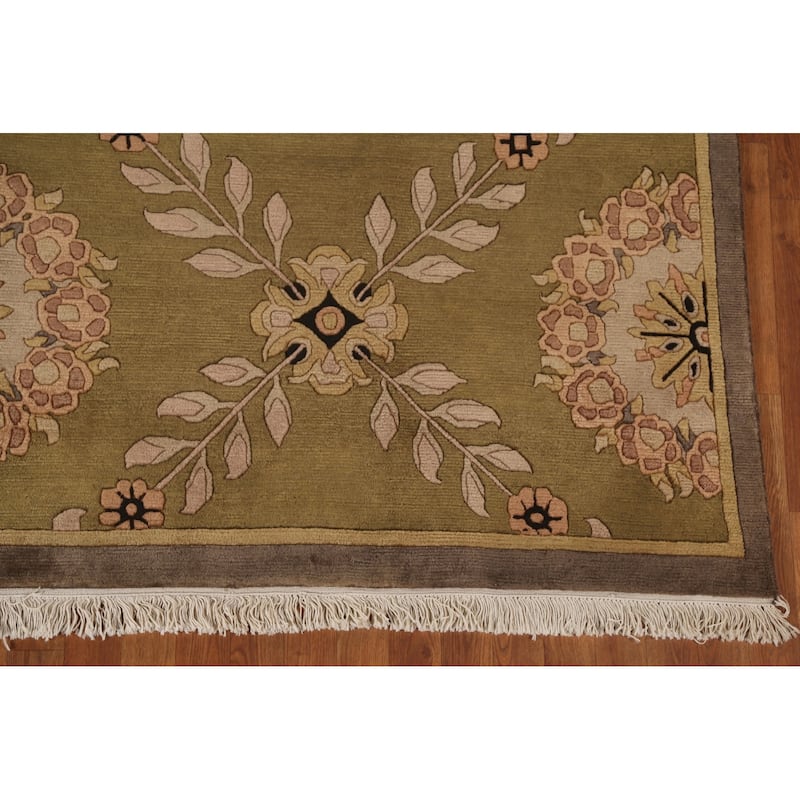 All-Over Floral Nepalese Oriental Area Rug Handmade Wool Carpet - 8'10"x 11'8"